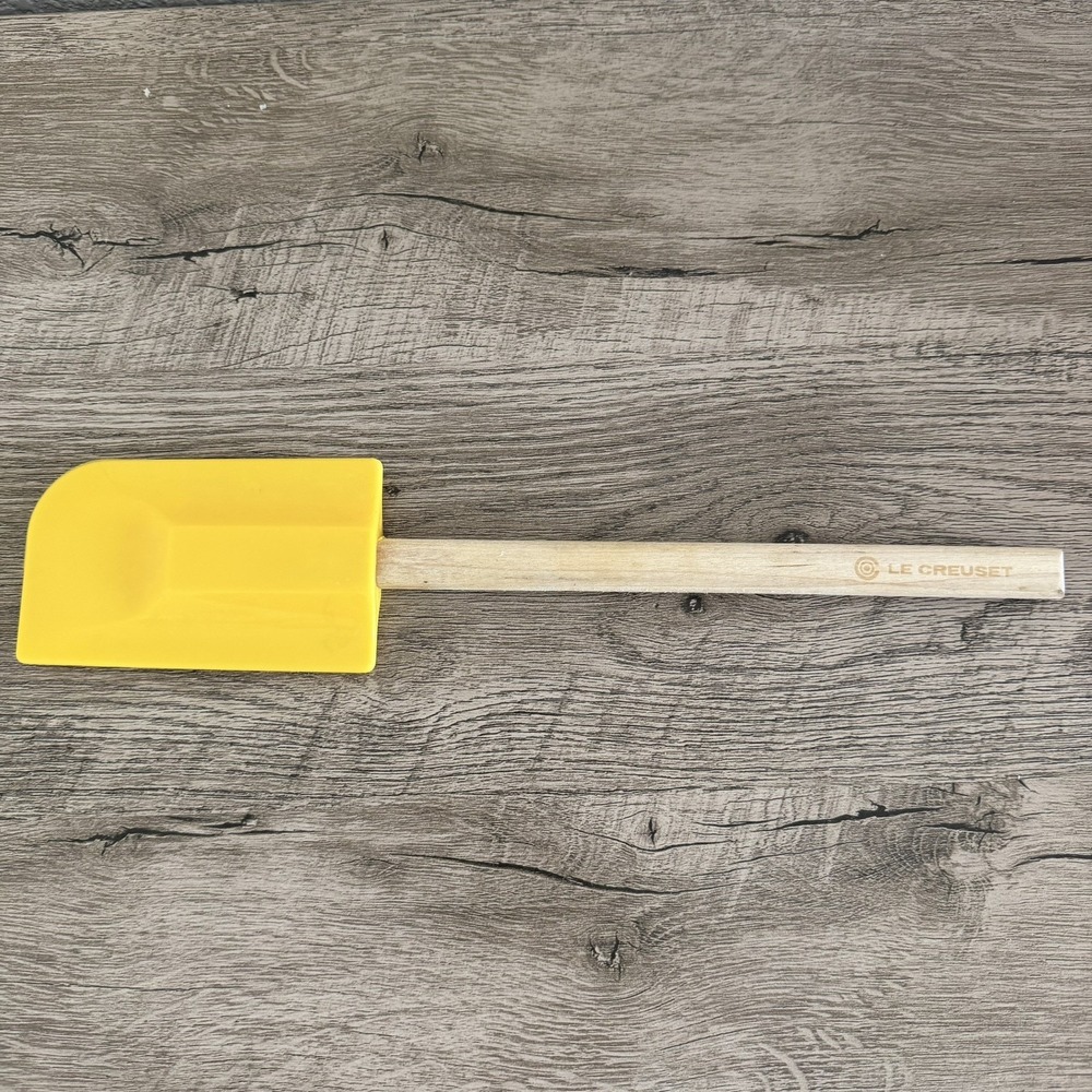 Le Creuset Yellow Spatula Scraper Silicone Wood